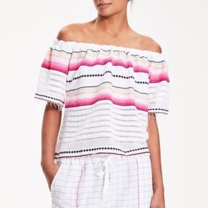 LEMLEM 'ADIA' OFF THE SHOULDER MULTI STRIPE TOP, size M, unworn